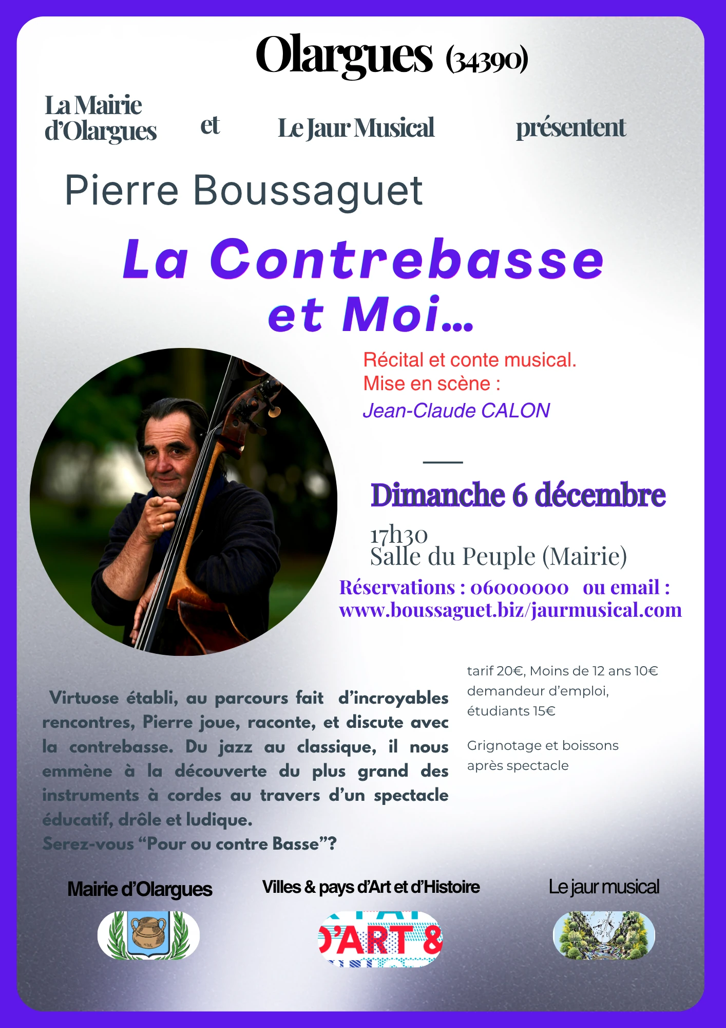 Pierre Boussaguet avec sa contrebasse