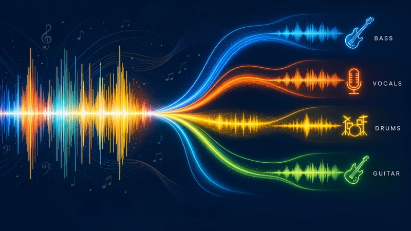Illustration de la séparation de pistes audio par IA