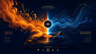 Tourne-disque avec ondes sonores humaines et IA — fin des royalties pour la musique 100% IA sur Tidal