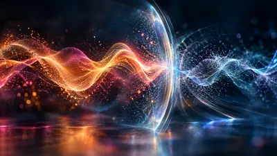 Ondes vocales orange et bleues séparées par une paroi translucide protectrice